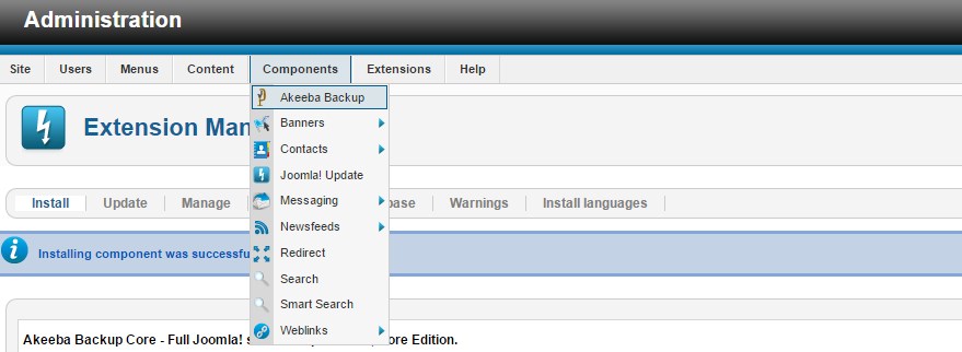 backup joomla 2.5 with akneeba backup