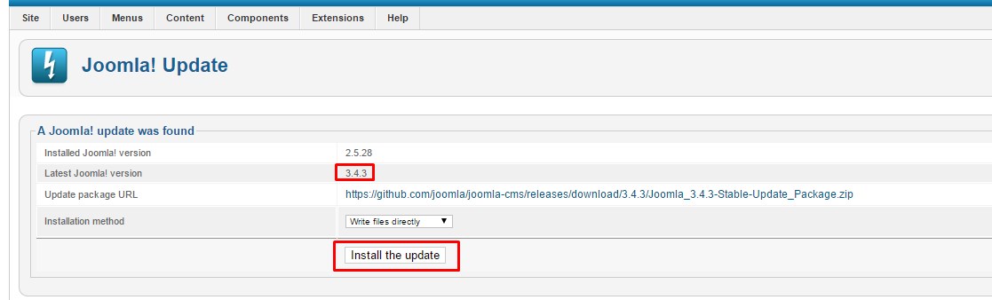 joomla updated found