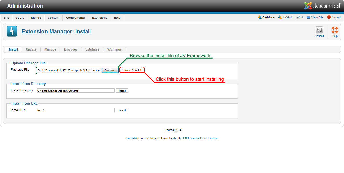 install JV Adventure on your Joomla