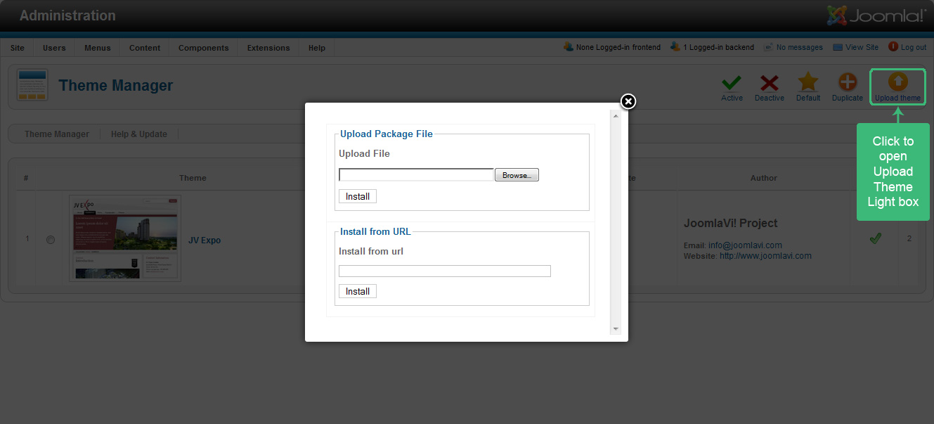 install new template through JV Framework