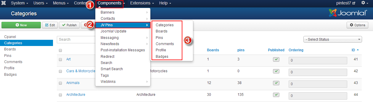 manage jv pintertest