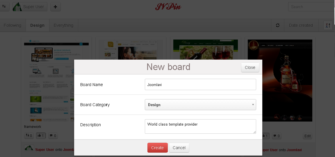 adding new board popup