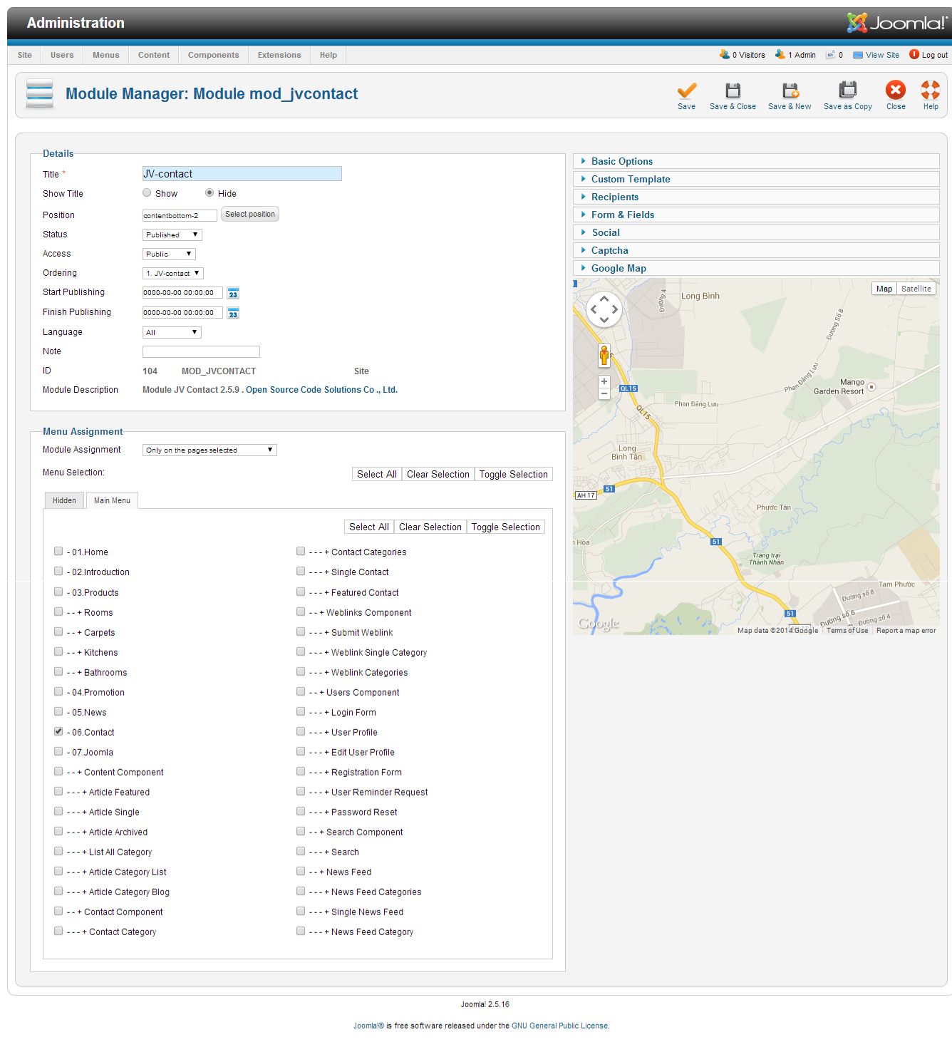 JV Contact backend configuration