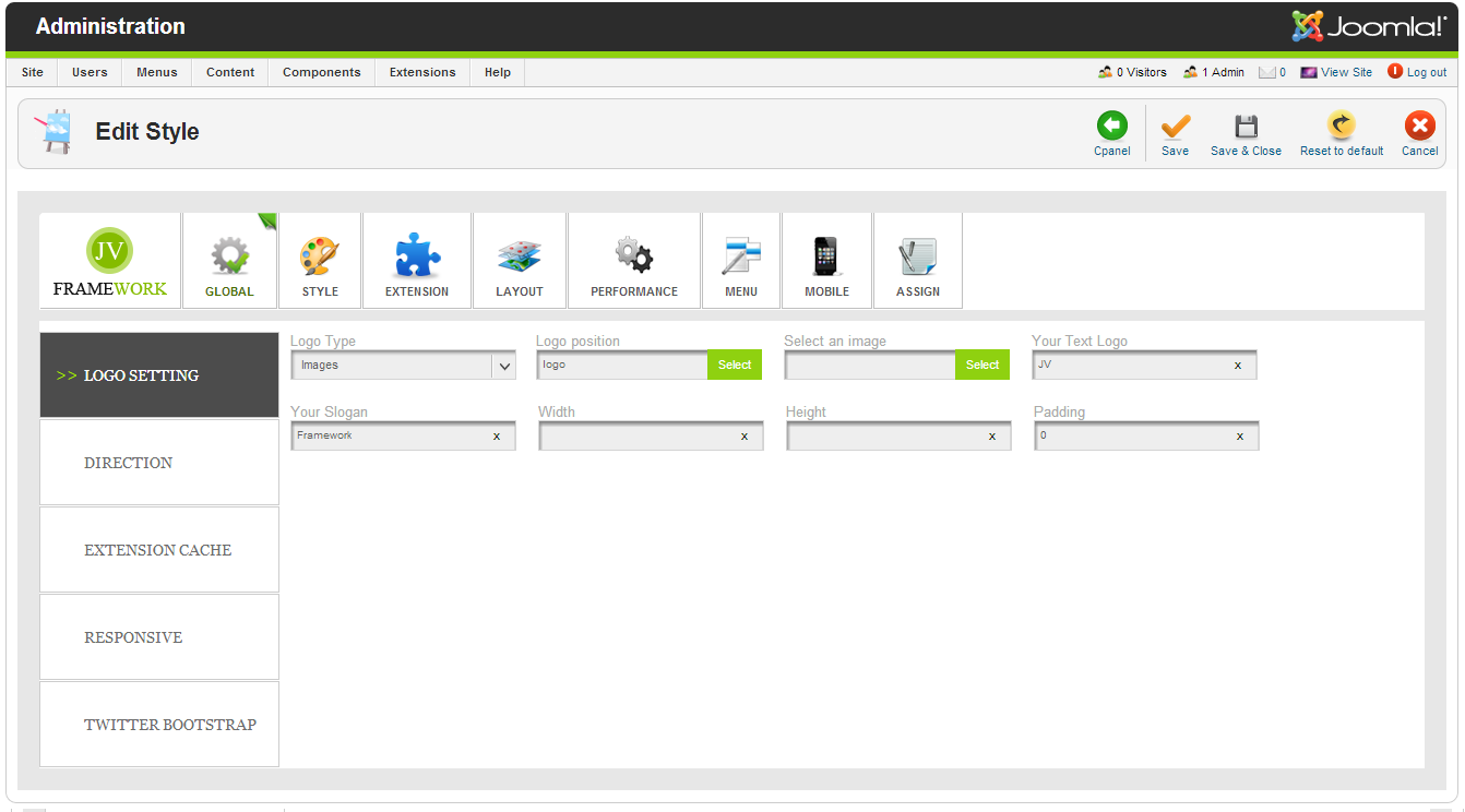 JV Framework 3.0 style configuration