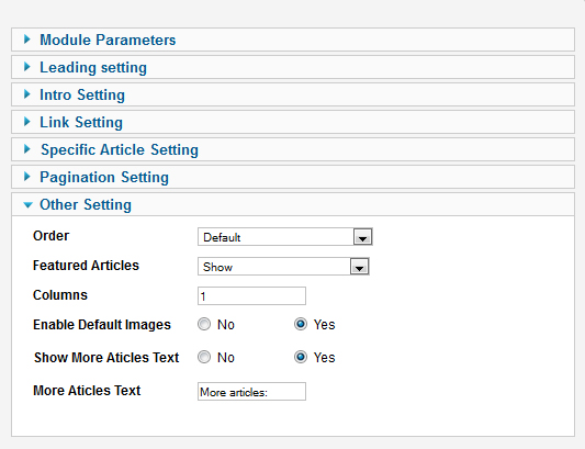 module news other settings