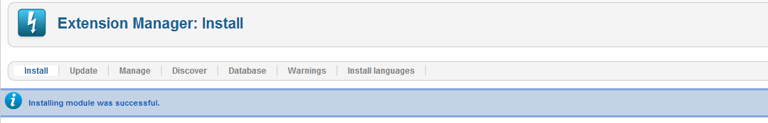joomla extension success installation