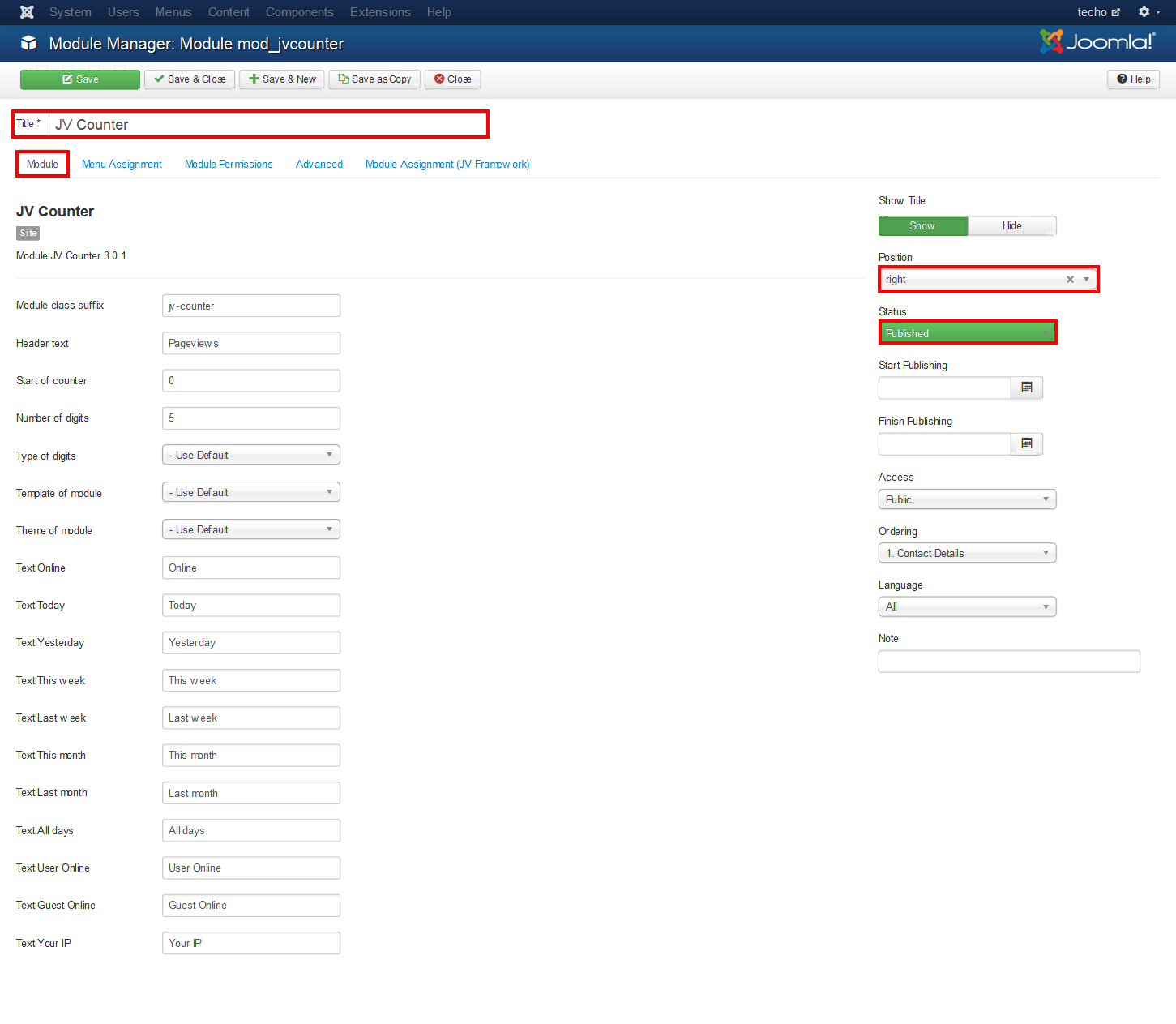 manage counter module