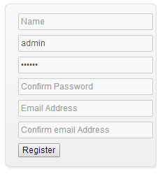 register modal popup in frontend