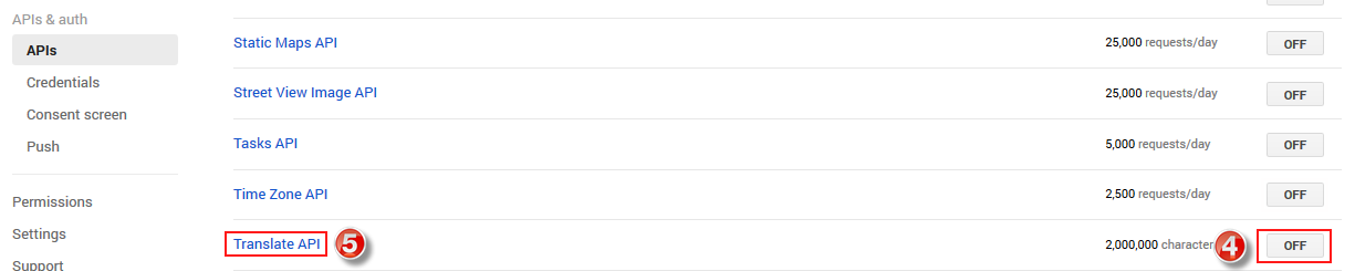 enable translate api