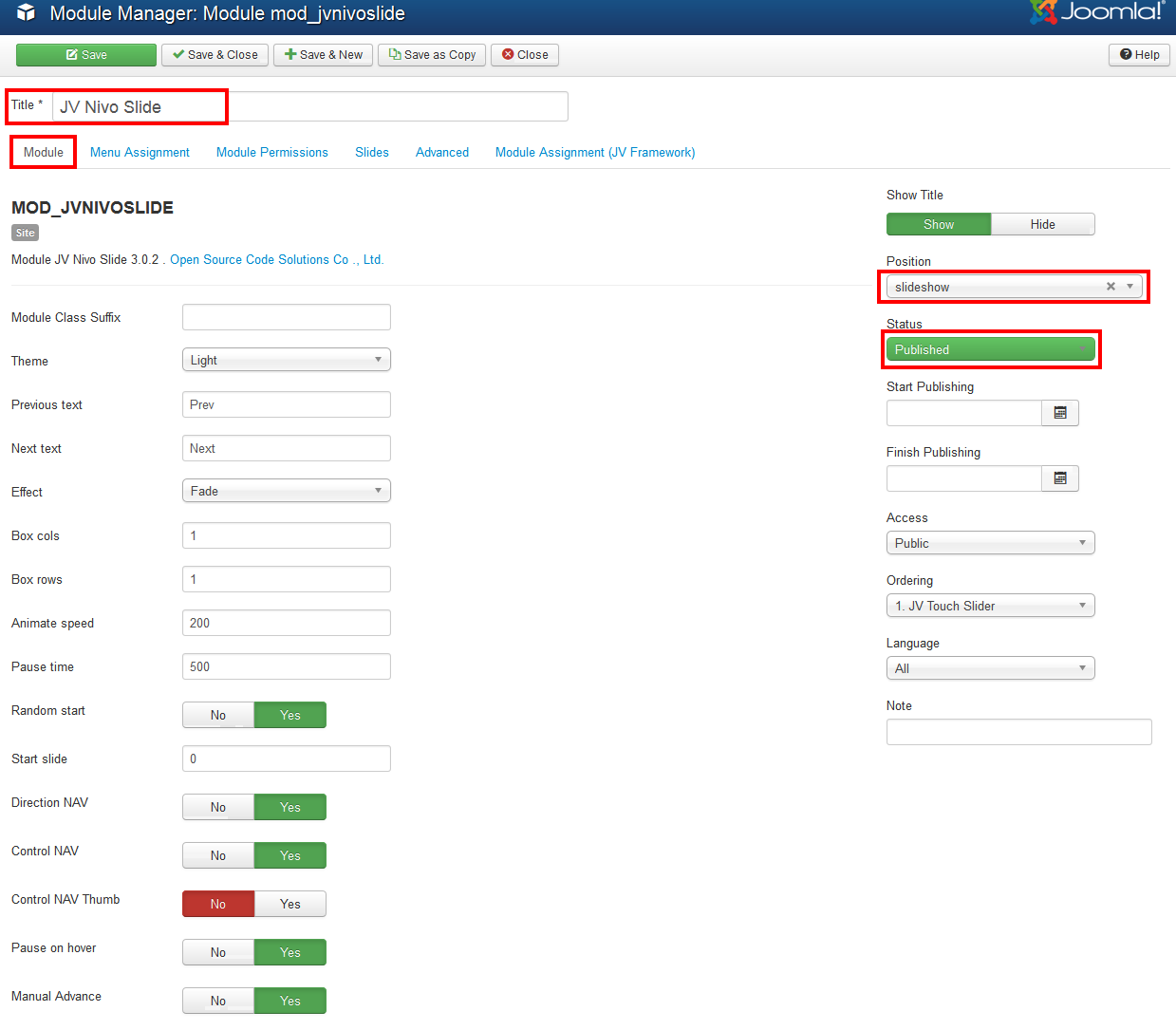 manage module in joomla 3.3