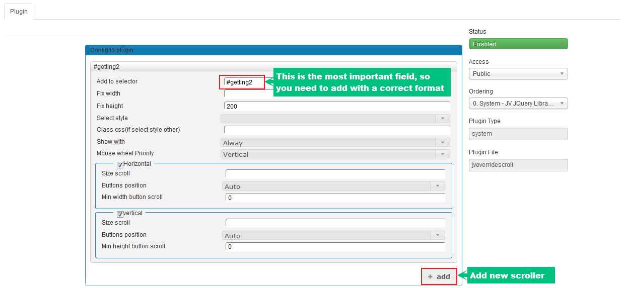 override scroll configuration