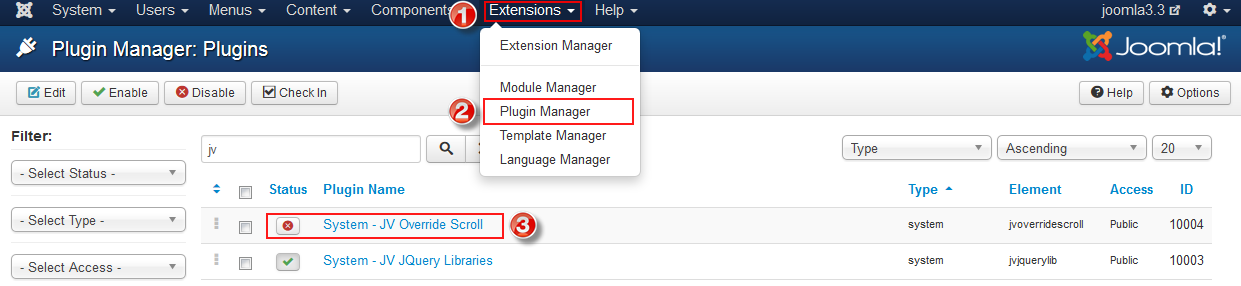 enable joomla plugin