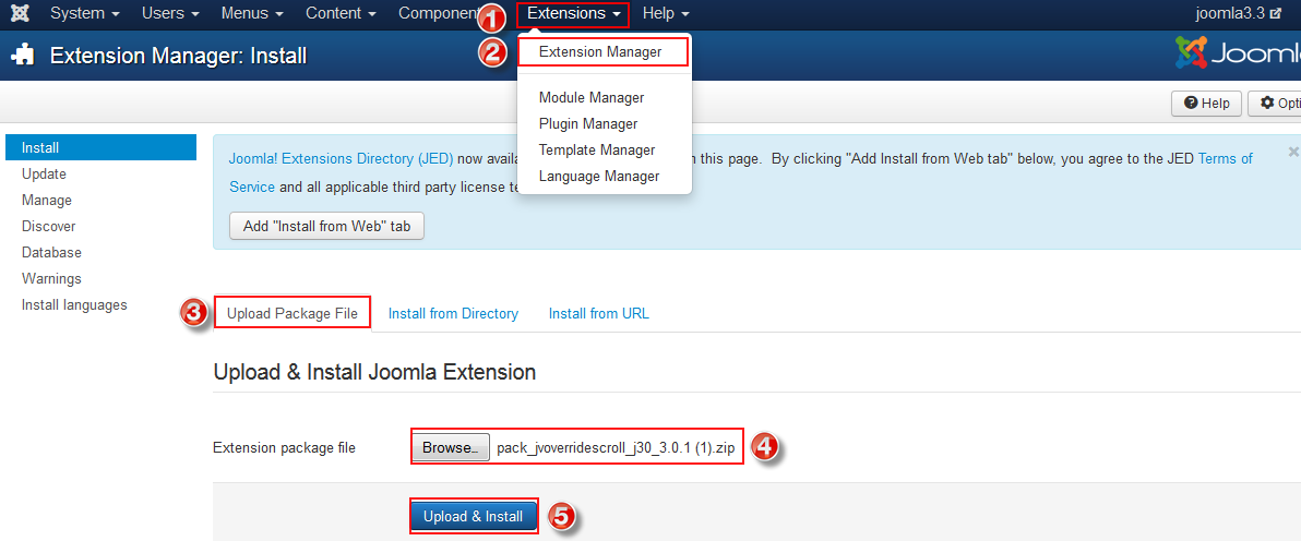 install joomla extension