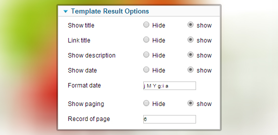 template result options