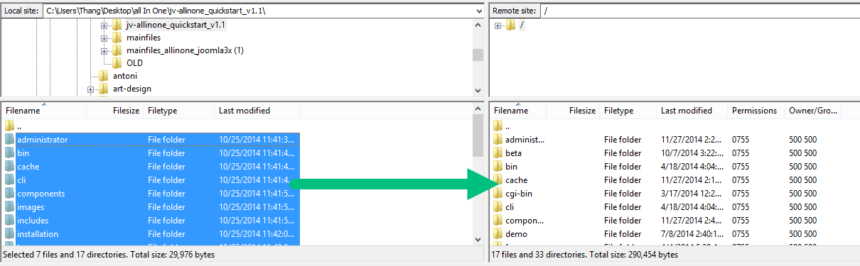 up load files via ftp