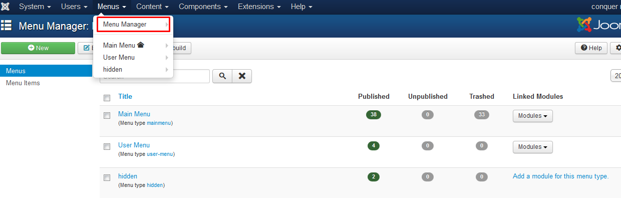 menus manager 
