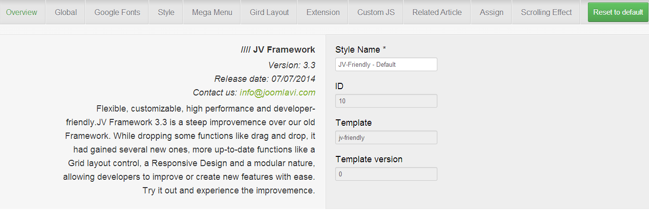 jv framework overview