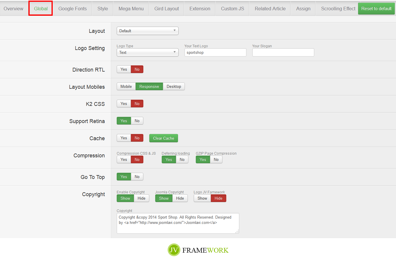 jv framework global