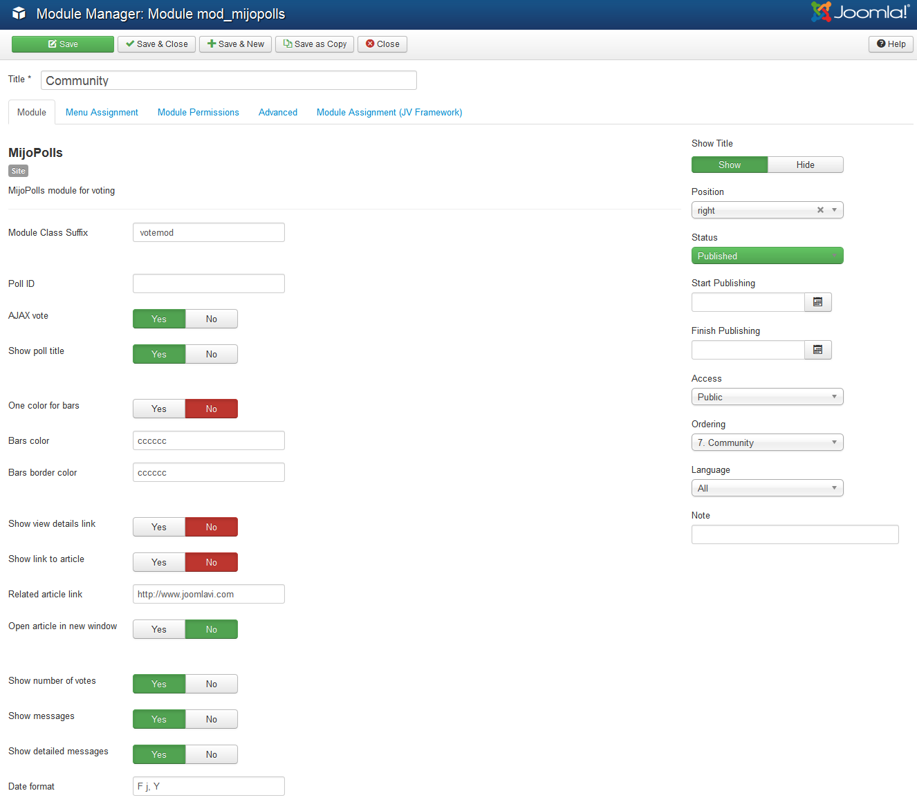 MijoPolls component backend